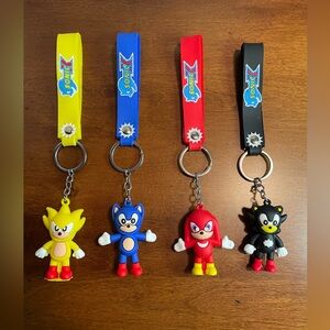 Keychains. Sonic Characters. NWOT.  Tails, Sonic, Knuckles and Shadow.